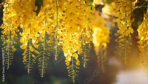 close up yellow golden shower cassia fistula flower