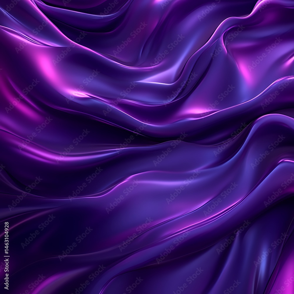 Fototapeta premium Fluid, vibrant purple fabric folds. Detailed, digitally rendered textures create a sense of movement and luxurious smoothness