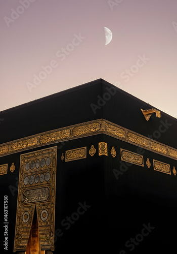 Hajj Mubarak Blessing With Peaceful Evening Scene of the Kaaba in Makkah Hajj Celebration With Kaaba