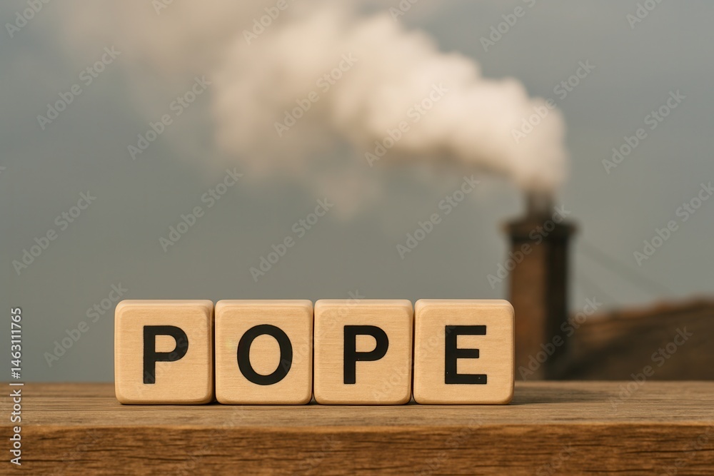 White smoke coming out of Vatican chimney announcing new Pope