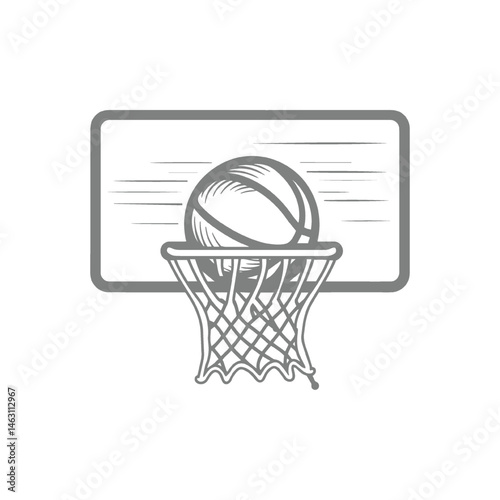 Basketball hoop and ball, a classic sports illustration.