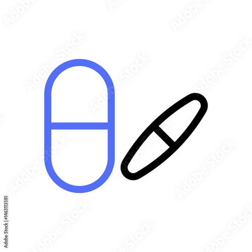 Minimalist illustration of capsule pills, presenting pharmaceutical treatment concept