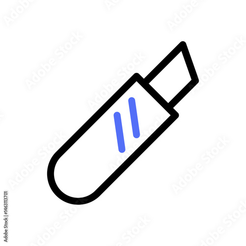 Minimalist stationery knife illustration with precision blade for cutting craft