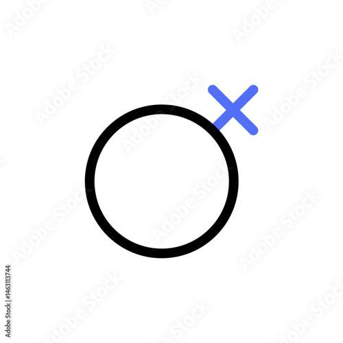 Simplified symbol representation conveying a modified or altered female gender sign