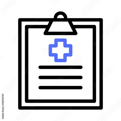Healthcare clipboard displaying blue cross symbol for medical documentation