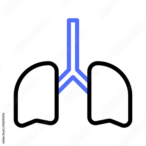 Stylized human lungs graphic: simple anatomical representation with vibrant blue details