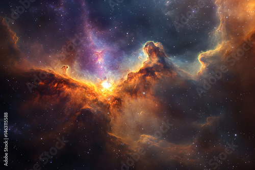 Mesmerizing Radiance of a Luminous Quasar Amidst the Celestial Symphony of Deep Space