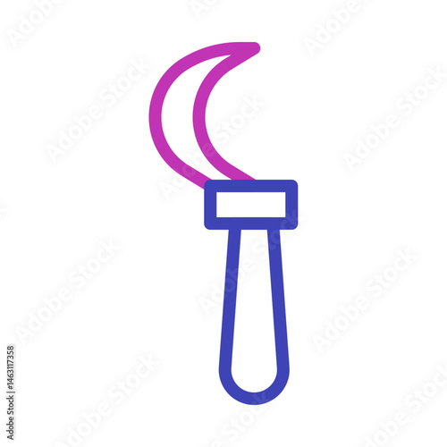 Stylized sickle emblem representing agricultural tool with curved blade element