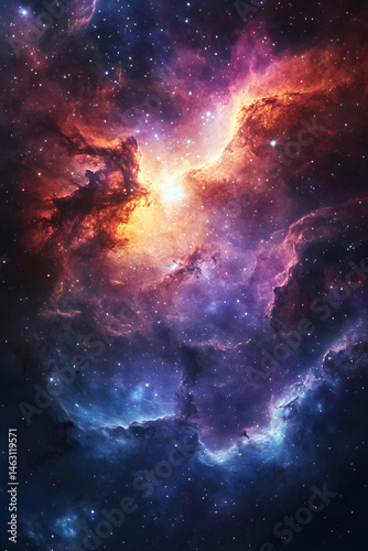 Mesmerizing Radiance of a Luminous Quasar Amidst the Celestial Symphony of Deep Space