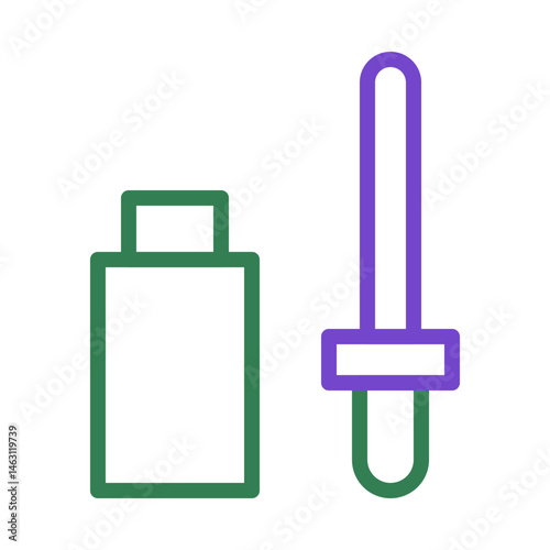 Minimalist depiction of cosmetic serum bottle with dropper icon, simple design