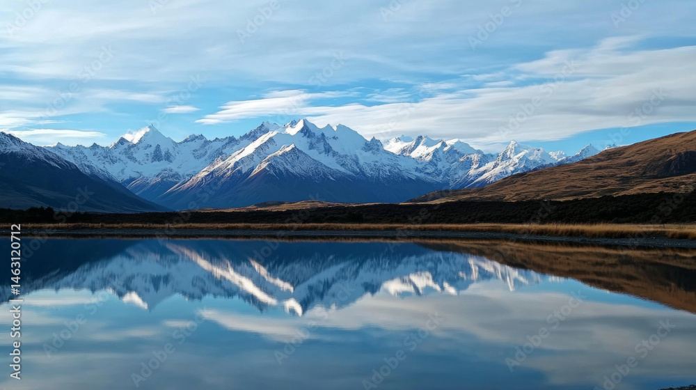 Naklejka premium Magnificent mountains and rivers scenery natural river lake sky white clouds landscape glacier