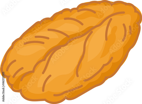 Leaf-shaped chicken nugget line art vector illustration