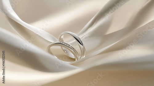 Golden wedding rings hanging on a thin rope, symbolizing enduring love and commitment