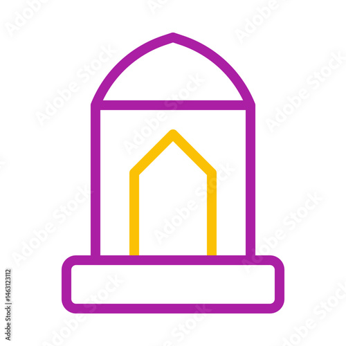 Stylized vector graphic presenting an abstracted prayer niche representation