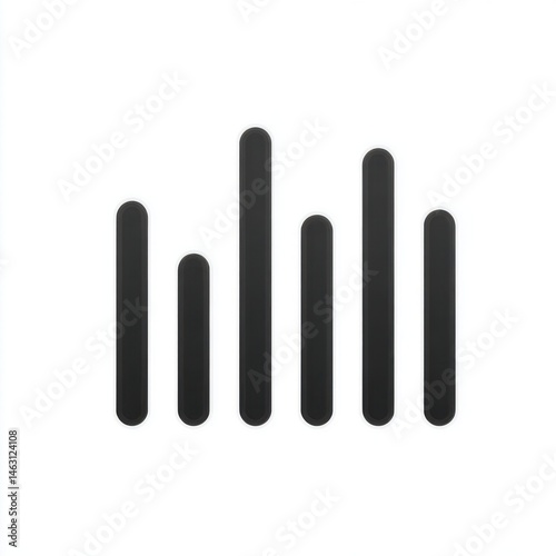 Minimalist graphic equalizer icon isolated on white background with rounded edges