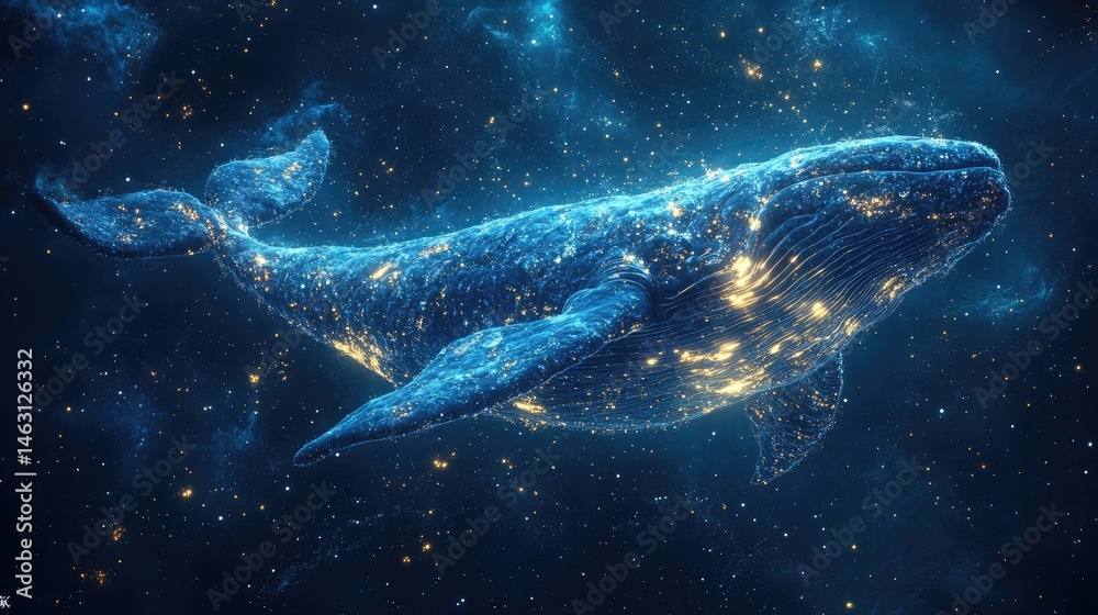 Fototapeta premium Cosmic Whale, luminous, celestial
