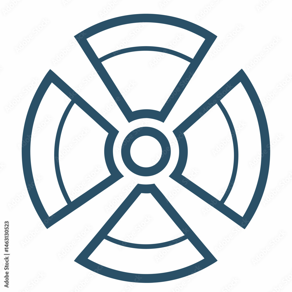 Fototapeta premium Radiation Warning Symbol Line Art – Trefoil Icon for Radioactive Hazard