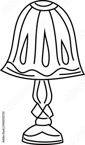 Antique table lamp line art vector illustration