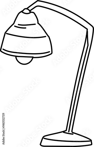 Retro shade lamp line art vector illustration
