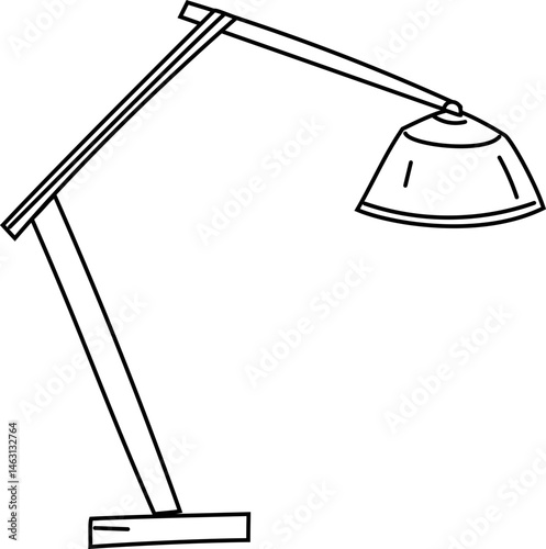Rounded desk lamp line art vector illustration