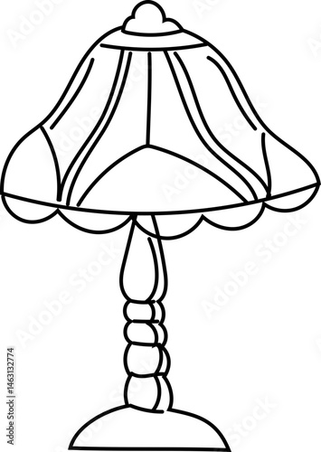Elegant ruffled lamp line art vector illustration