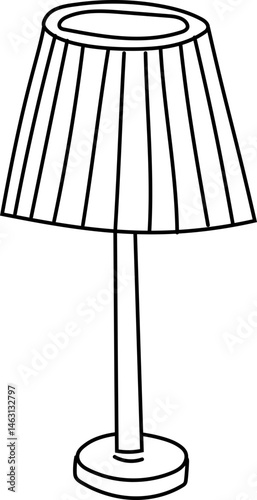 Classic pleated table lamp line art vector illustration