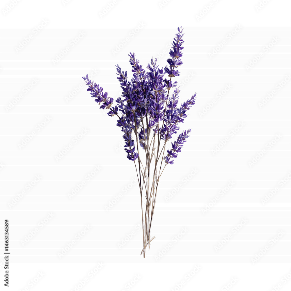 Naklejka premium Lavender Bouquet on a Striped Transparent background - Aromatic Purple Flowers
