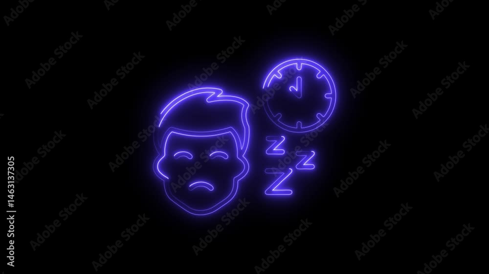 Neon animation illustrating sleep deprivation insomnia and lack of restful sleep