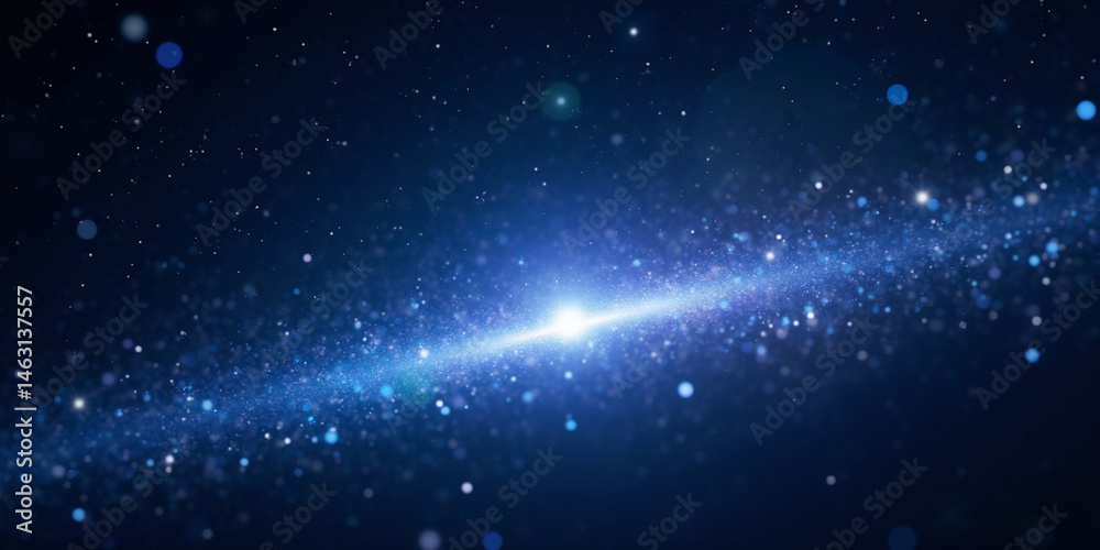 Fototapeta premium A view of a bright galaxy with many stars and a dark blue background