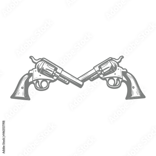Crossed Revolvers Design Illustration