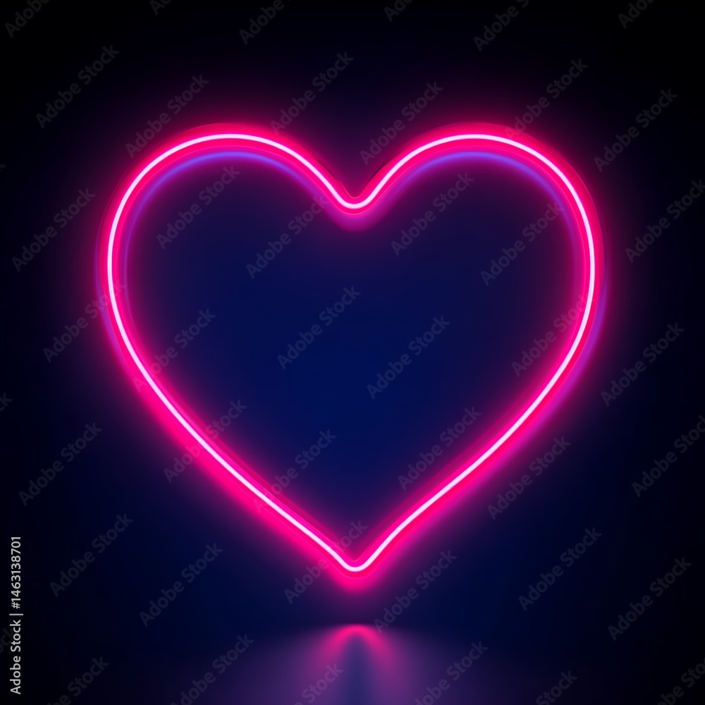 Glowing neon heart shape on dark background Glowing neon heart shape on dark background