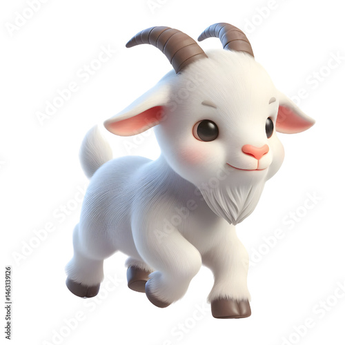 Cute 3d goat isolated on white background