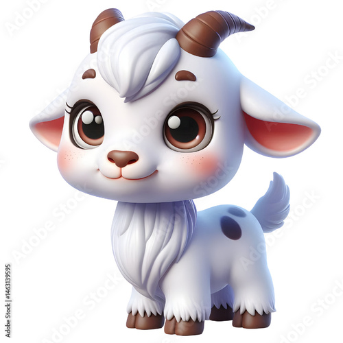 Cute 3d goat isolated on white background
