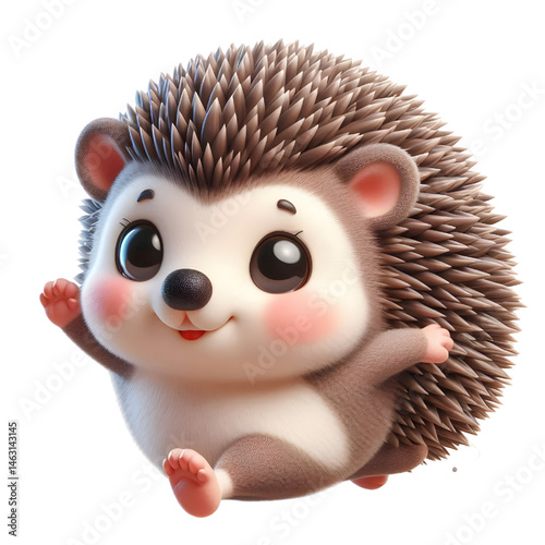 Cute 3d Hedgehog isolated on white background