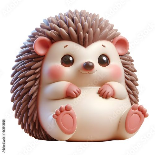 Cute 3d Hedgehog isolated on white background