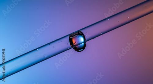 Captivating Transparency Liquid Sphere On Glass Tube With Vibrant Lighting