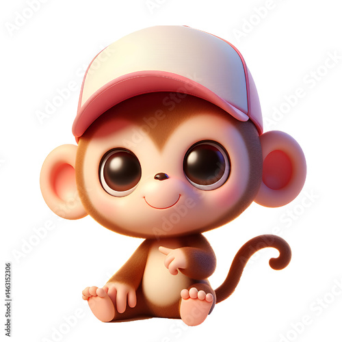 Cute 3d monkey isolated on white background