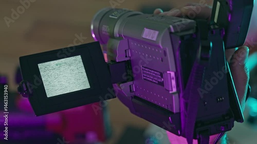 Retro VHS Camcorder in Neon Light