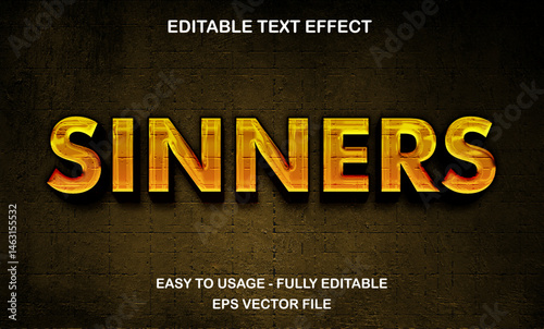 Sinners text effect, editable title movie text style