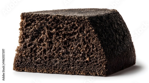 Savor a slice of dark rye pumpernickel highlighting dense crumb texture and artisanal baking quality