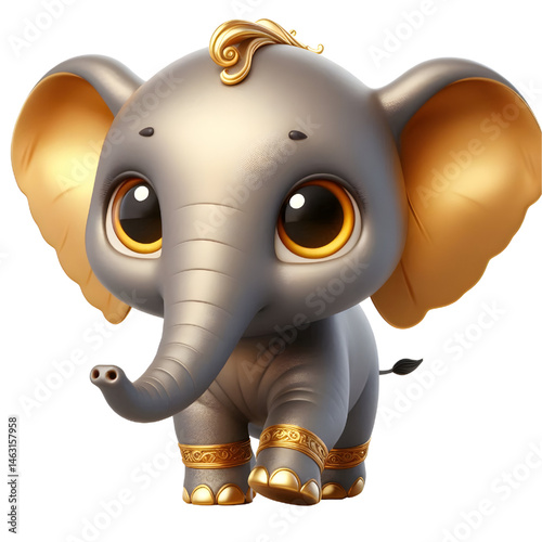 Cute 3d elephant isolated on white background