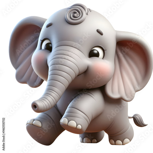 Cute 3d elephant isolated on white background
