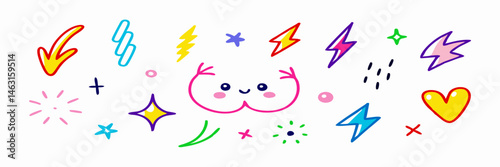 Cute Kawaii Boobs Cartoon Illustration with Colorful Elements