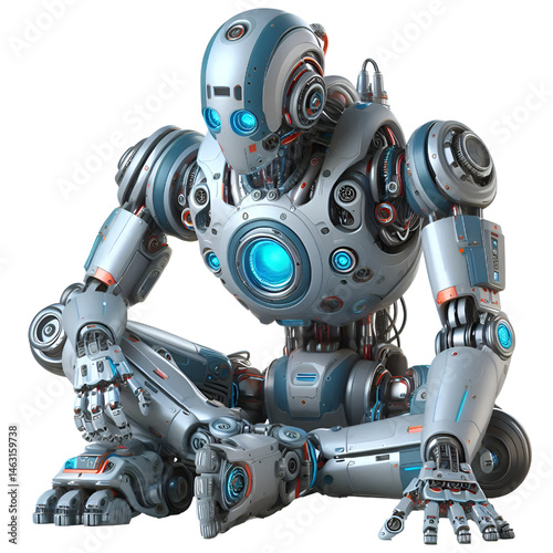 blue screen robot 3d render