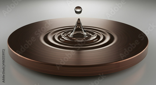 Liquid Collision Droplet Creates Circular Ripples on Glossy Surface