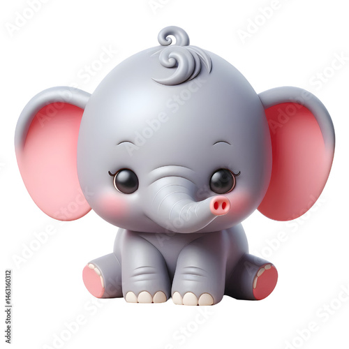Cute 3d elephant isolated on white background