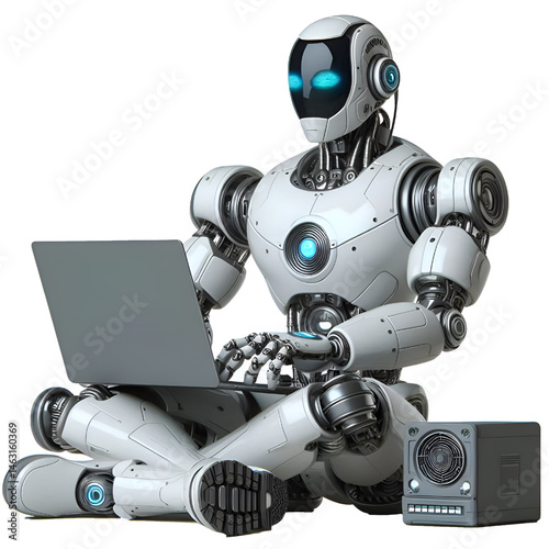 blue screen robot 3d render