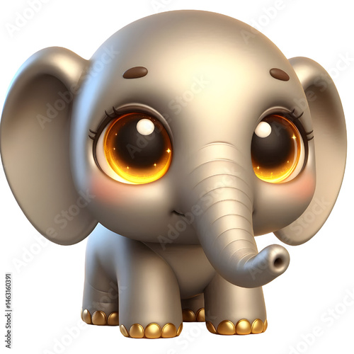 Cute 3d elephant isolated on white background