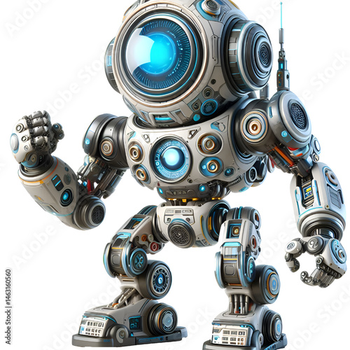 blue screen robot 3d render