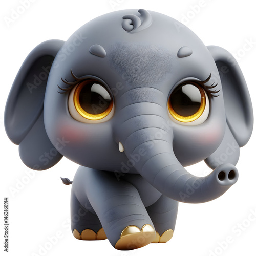 Cute 3d elephant isolated on white background